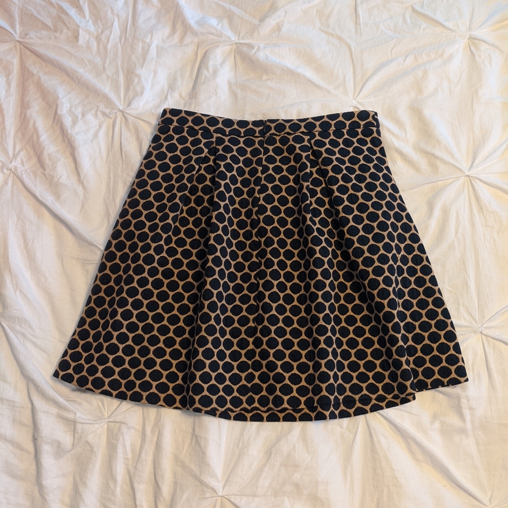Navy blue and Tan Polka Dot Skirt